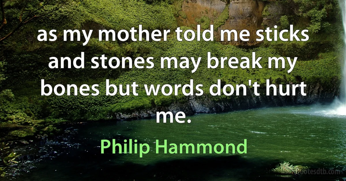 as my mother told me sticks and stones may break my bones but words don't hurt me. (Philip Hammond)