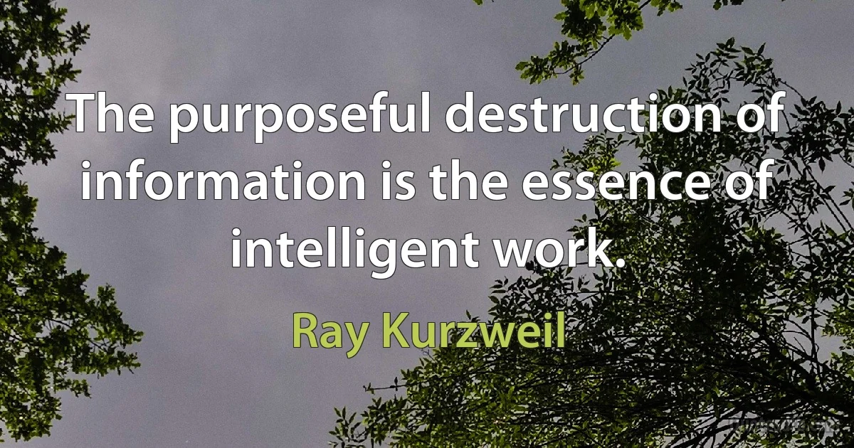 The purposeful destruction of information is the essence of intelligent work. (Ray Kurzweil)