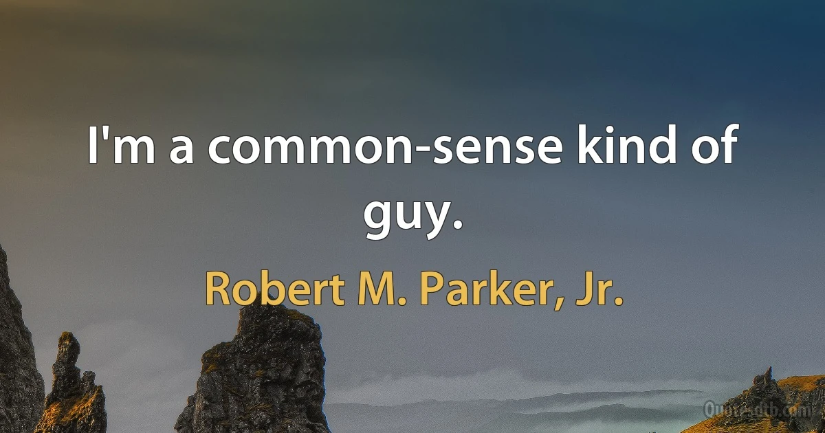 I'm a common-sense kind of guy. (Robert M. Parker, Jr.)