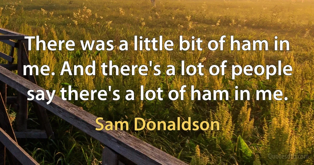 There was a little bit of ham in me. And there's a lot of people say there's a lot of ham in me. (Sam Donaldson)