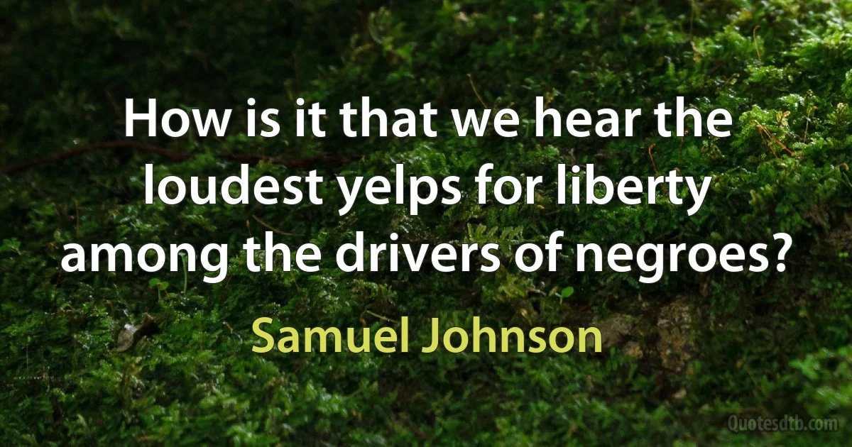 How is it that we hear the loudest yelps for liberty among the drivers of negroes? (Samuel Johnson)