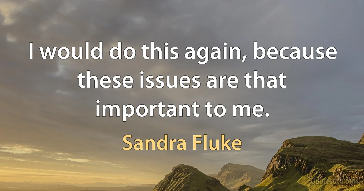 I would do this again, because these issues are that important to me. (Sandra Fluke)