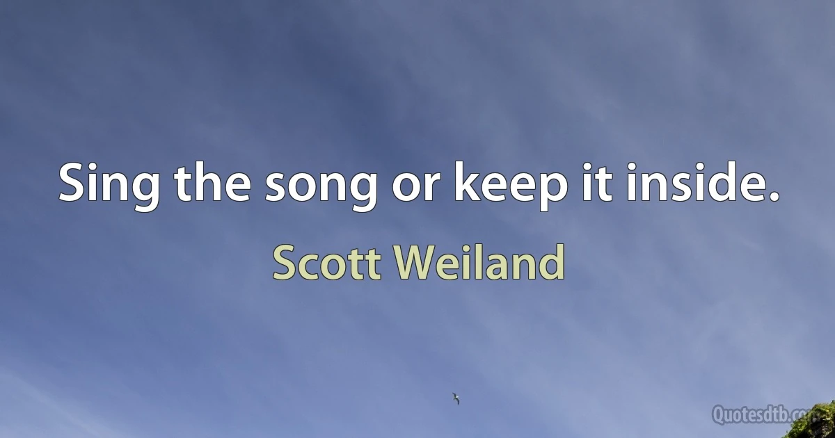 Sing the song or keep it inside. (Scott Weiland)