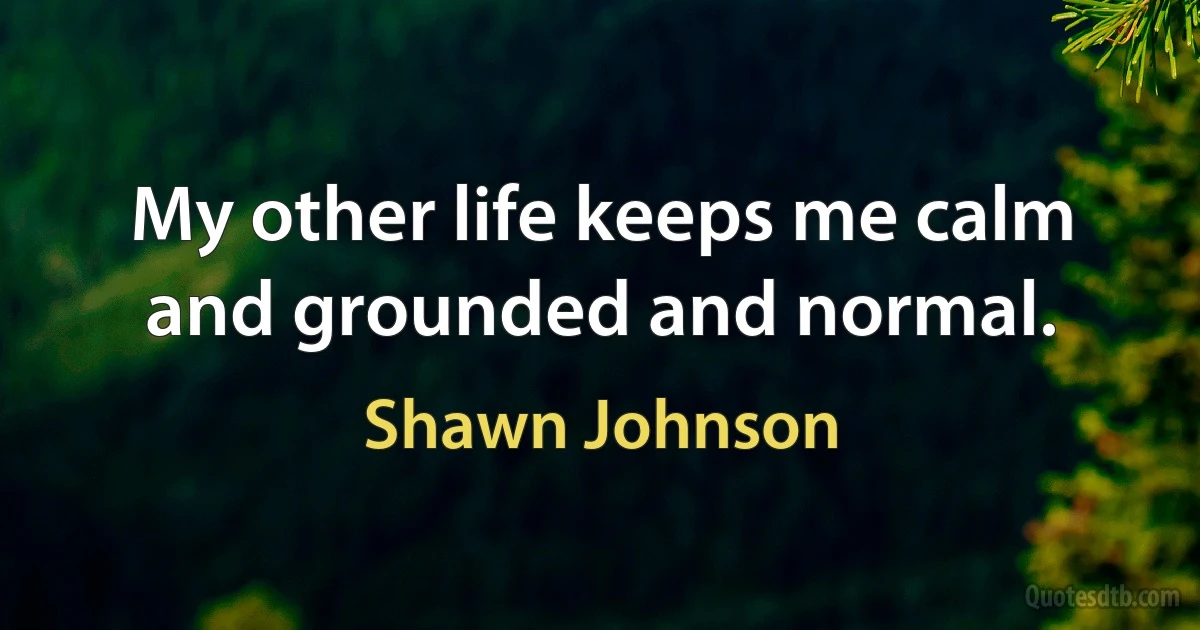 My other life keeps me calm and grounded and normal. (Shawn Johnson)