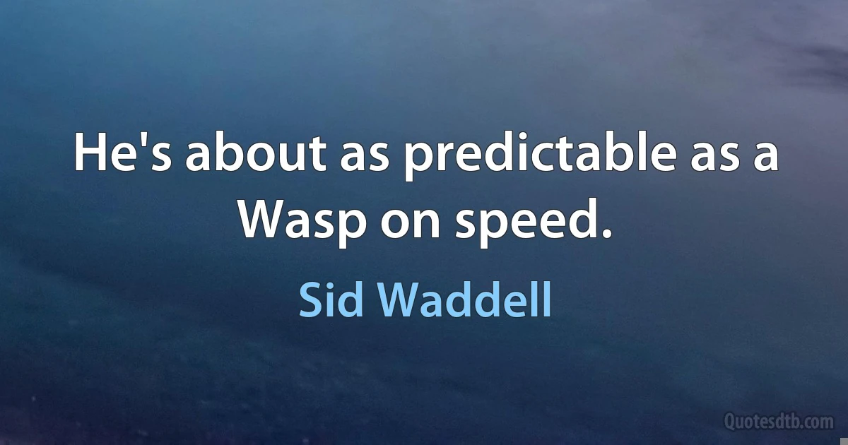 He's about as predictable as a Wasp on speed. (Sid Waddell)