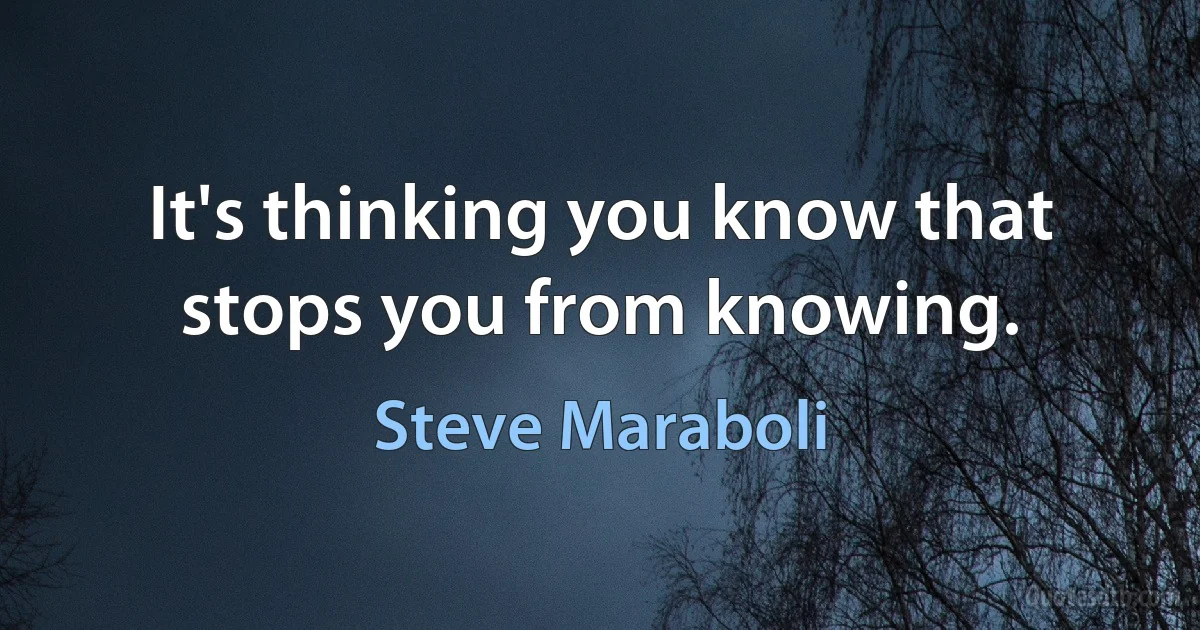 It's thinking you know that stops you from knowing. (Steve Maraboli)