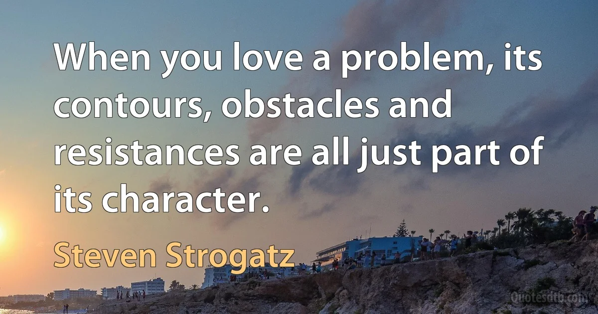 When you love a problem, its contours, obstacles and resistances are all just part of its character. (Steven Strogatz)