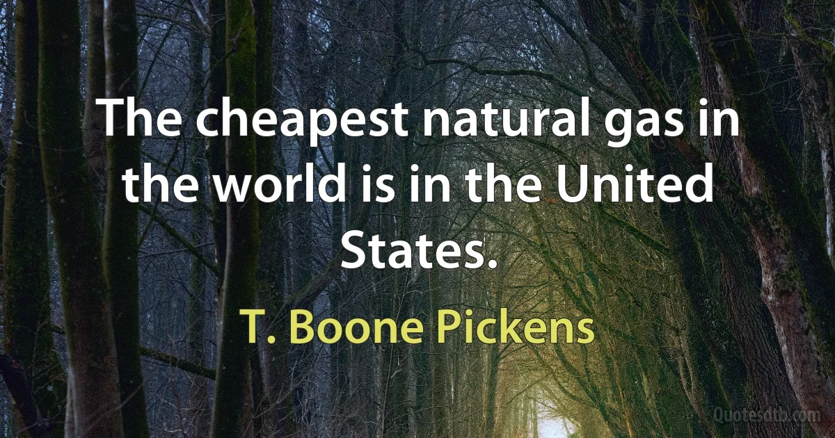 The cheapest natural gas in the world is in the United States. (T. Boone Pickens)