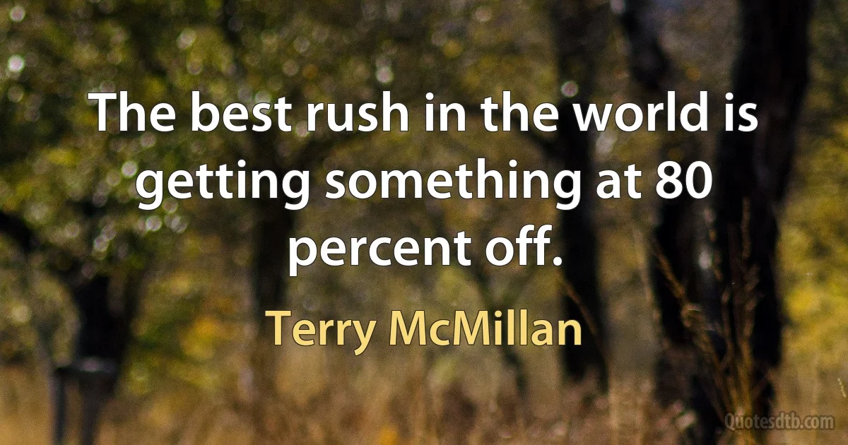 The best rush in the world is getting something at 80 percent off. (Terry McMillan)