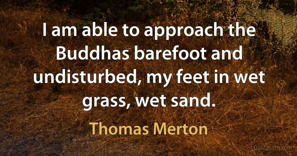 I am able to approach the Buddhas barefoot and undisturbed, my feet in wet grass, wet sand. (Thomas Merton)