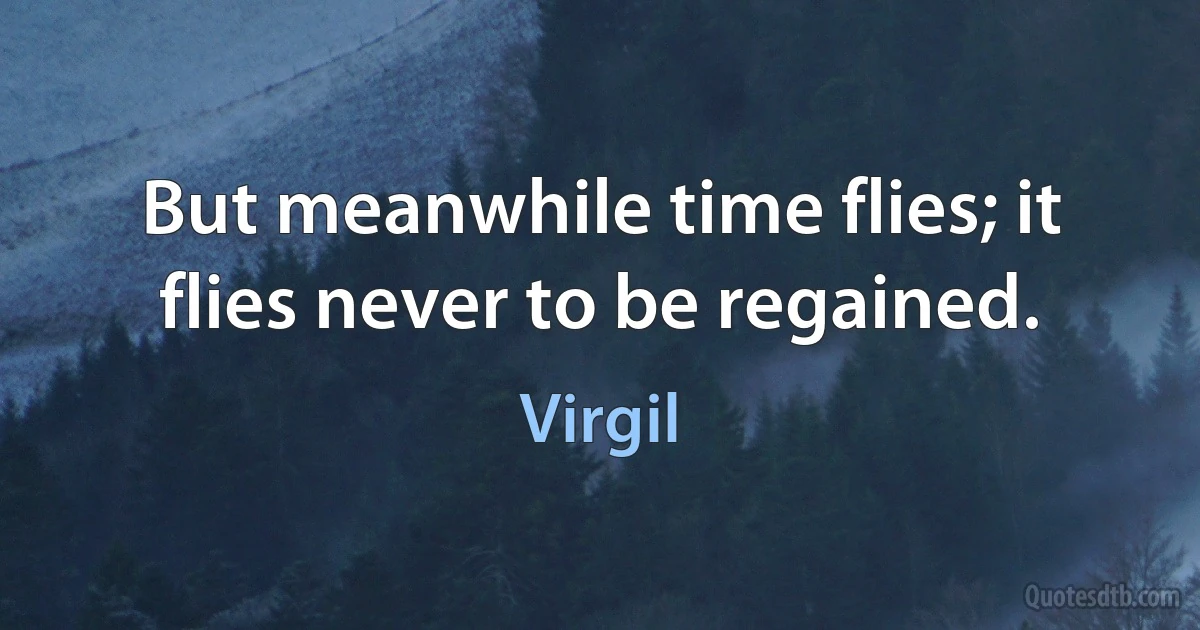 But meanwhile time flies; it flies never to be regained. (Virgil)