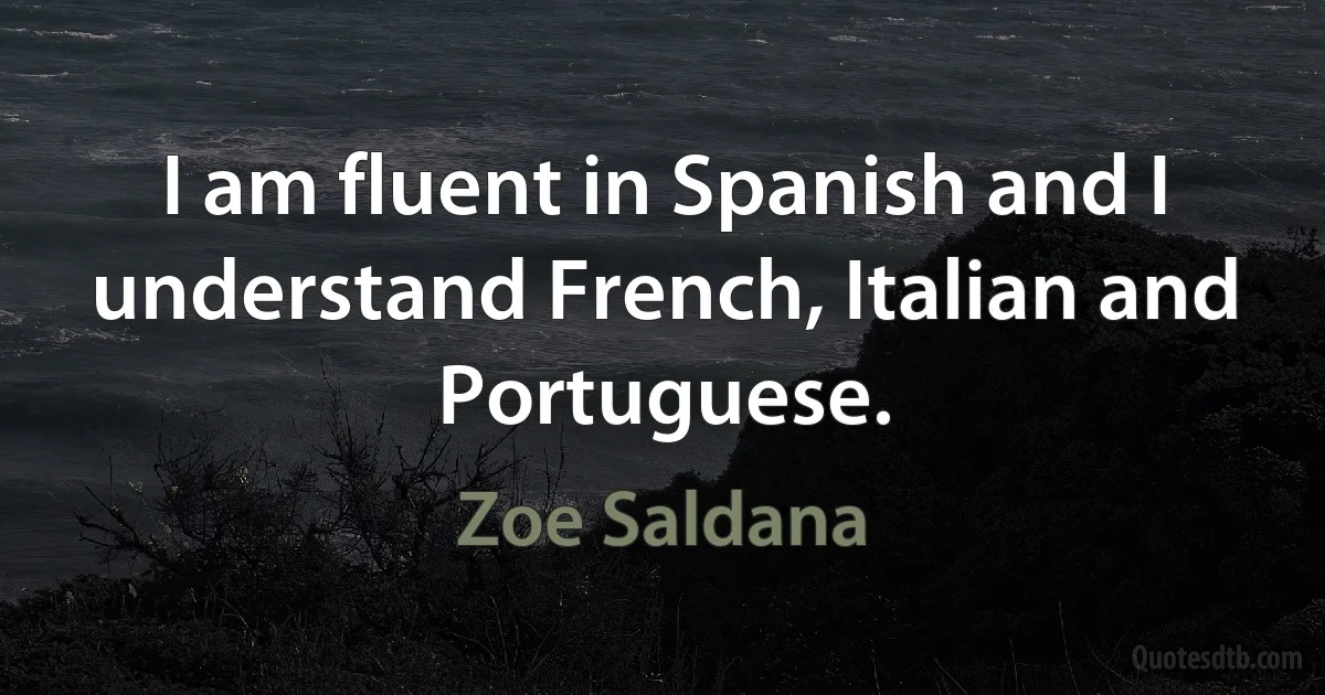 I am fluent in Spanish and I understand French, Italian and Portuguese. (Zoe Saldana)