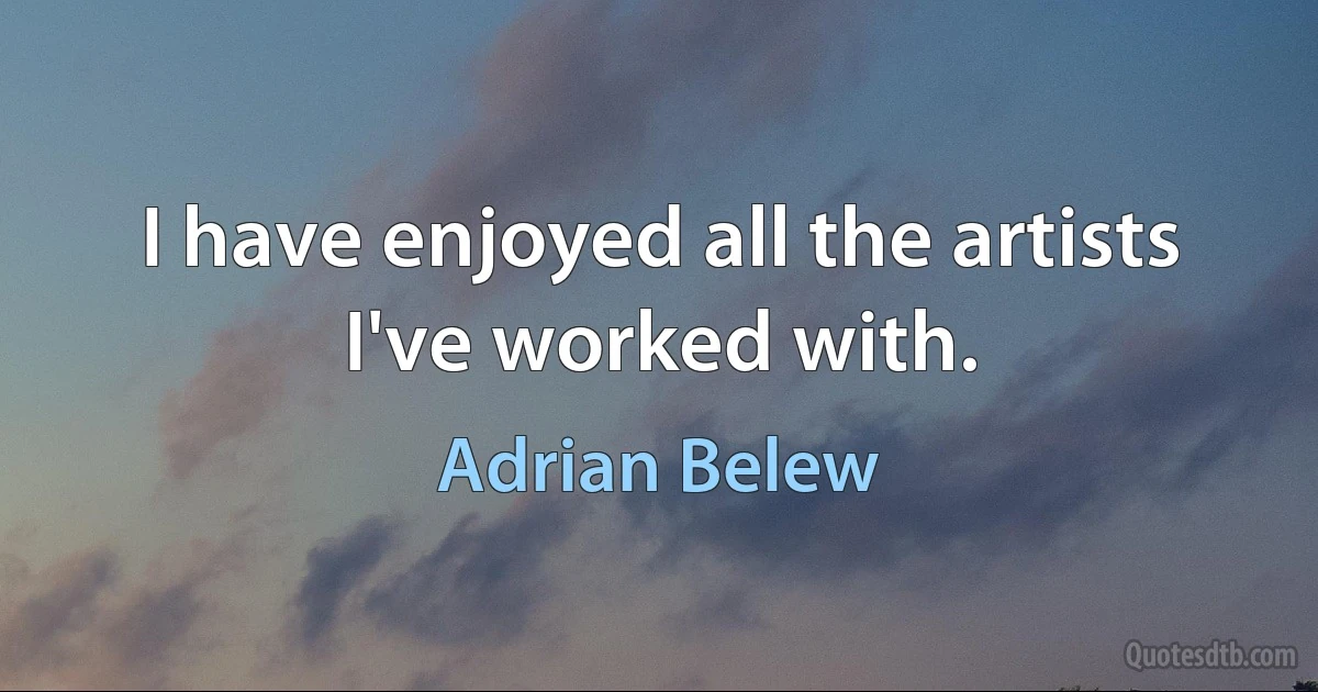 I have enjoyed all the artists I've worked with. (Adrian Belew)