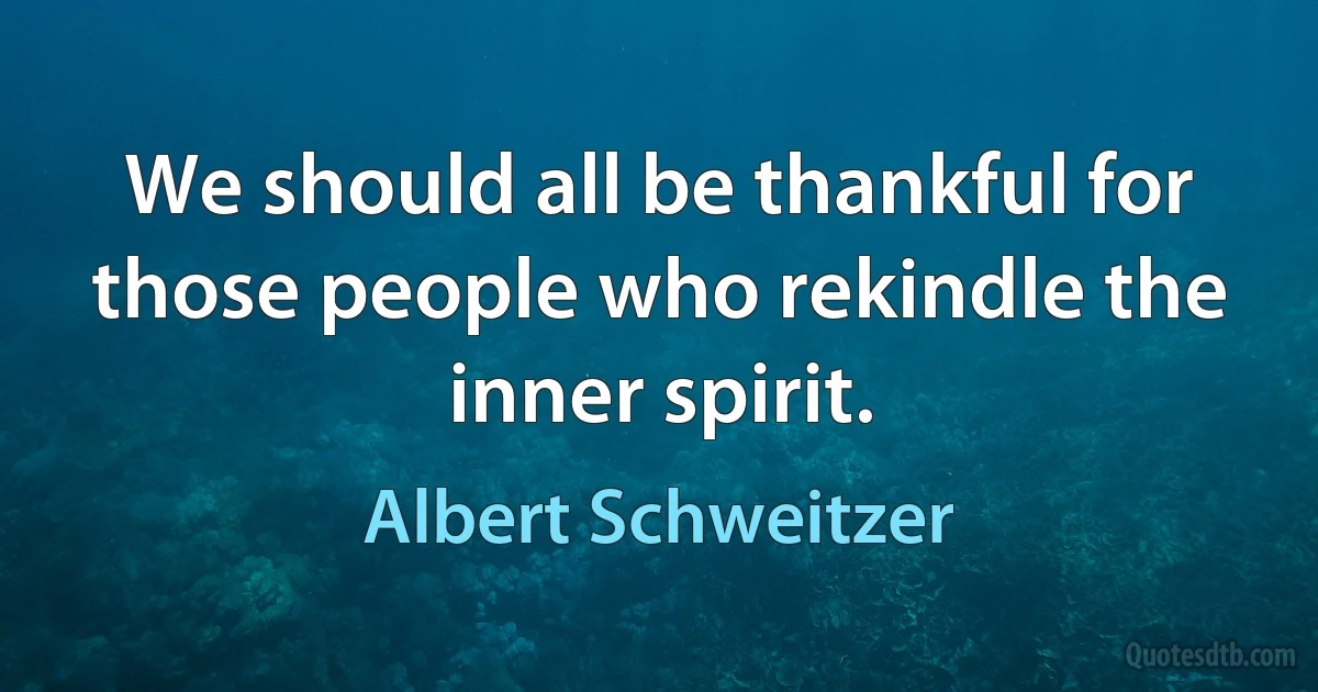 We should all be thankful for those people who rekindle the inner spirit. (Albert Schweitzer)