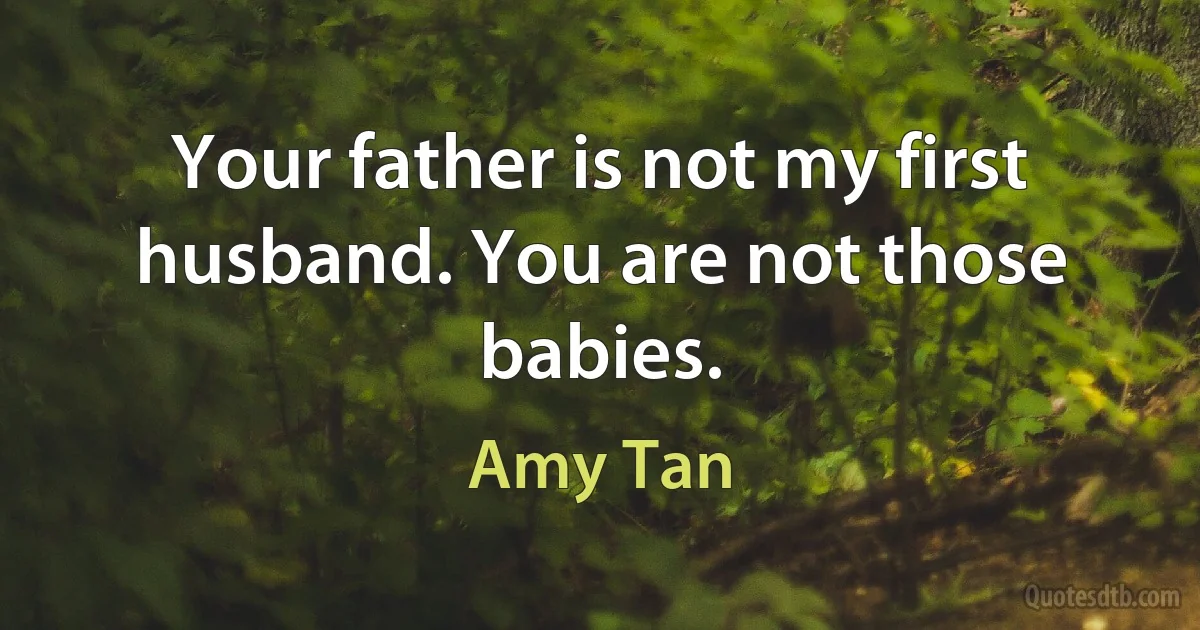 Your father is not my first husband. You are not those babies. (Amy Tan)