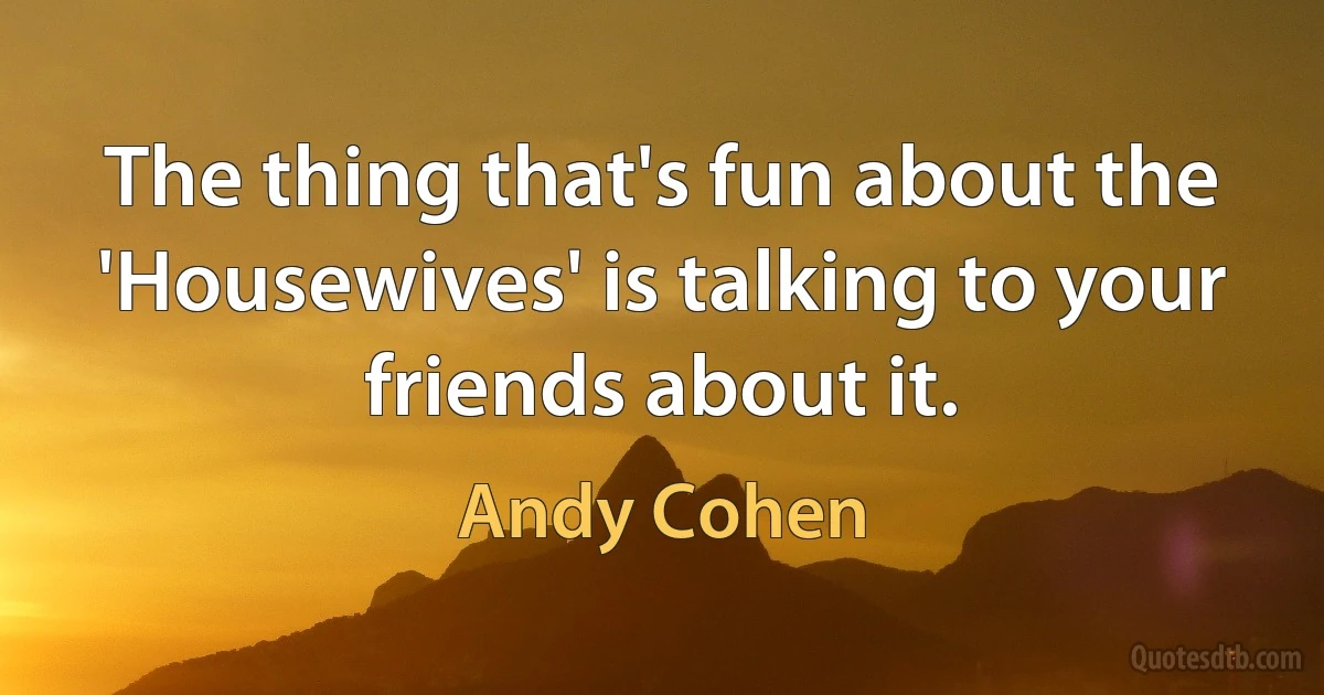 The thing that's fun about the 'Housewives' is talking to your friends about it. (Andy Cohen)