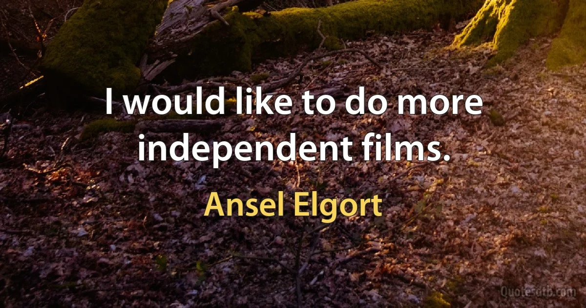 I would like to do more independent films. (Ansel Elgort)