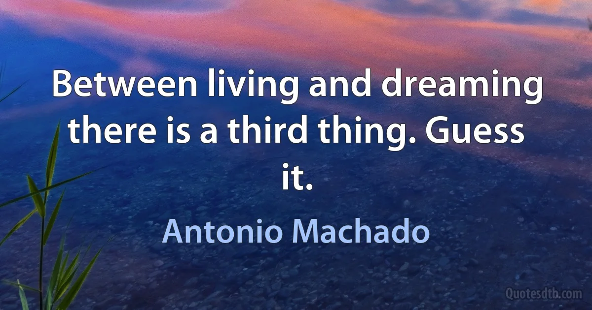 Between living and dreaming there is a third thing. Guess it. (Antonio Machado)