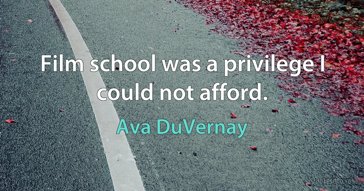 Film school was a privilege I could not afford. (Ava DuVernay)