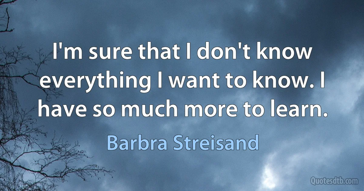 I'm sure that I don't know everything I want to know. I have so much more to learn. (Barbra Streisand)