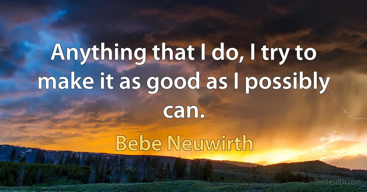 Anything that I do, I try to make it as good as I possibly can. (Bebe Neuwirth)