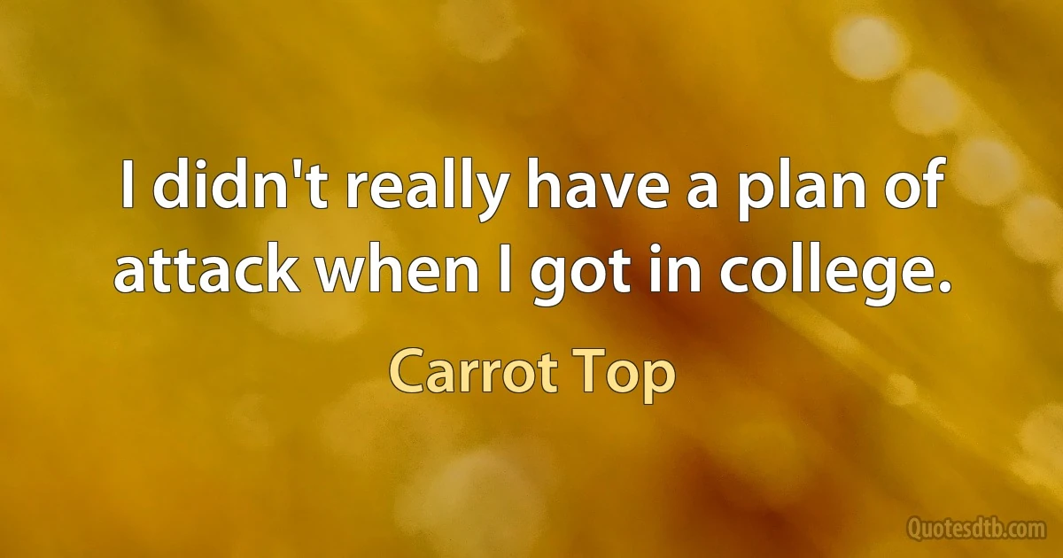 I didn't really have a plan of attack when I got in college. (Carrot Top)