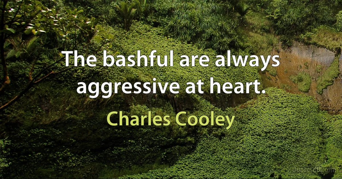 The bashful are always aggressive at heart. (Charles Cooley)