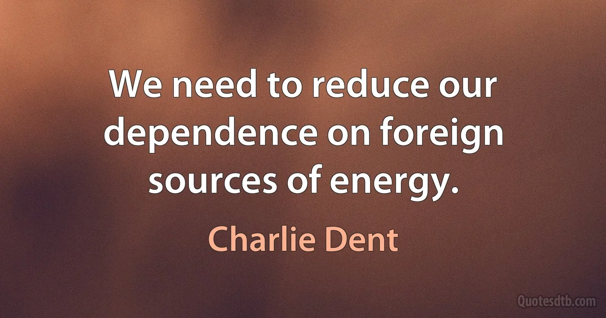 We need to reduce our dependence on foreign sources of energy. (Charlie Dent)