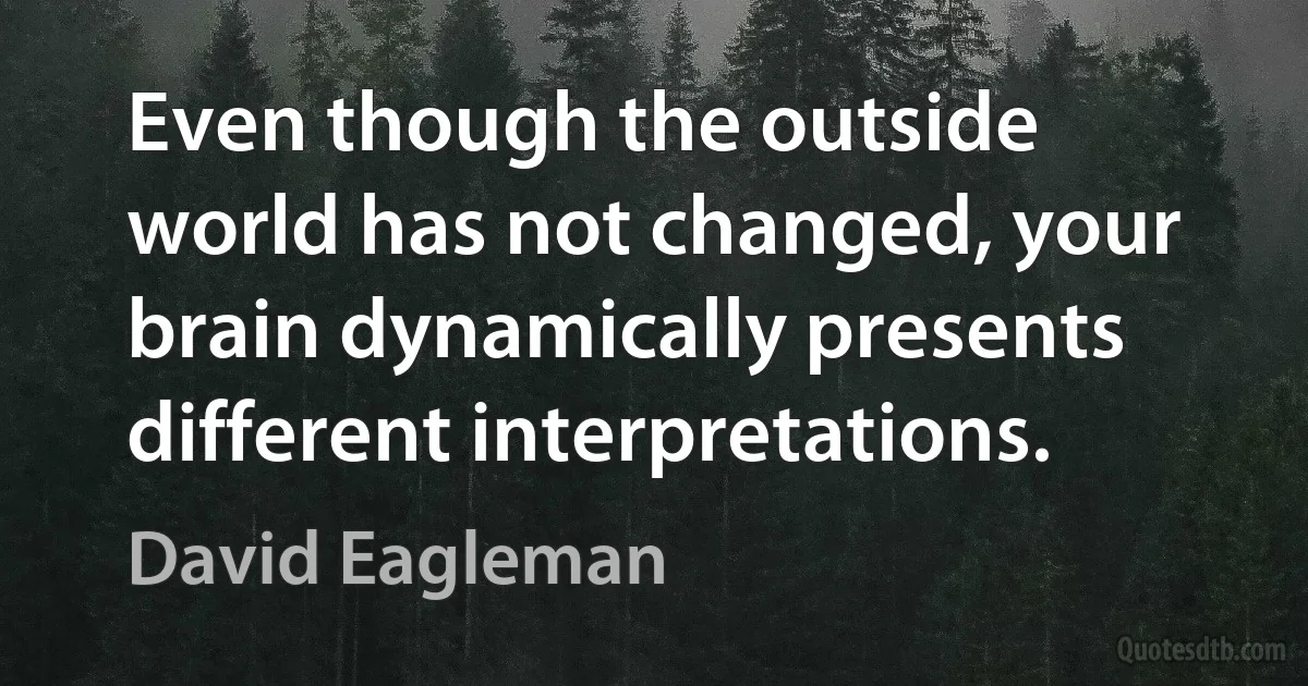 Even though the outside world has not changed, your brain dynamically presents different interpretations. (David Eagleman)