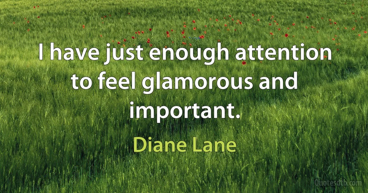 I have just enough attention to feel glamorous and important. (Diane Lane)