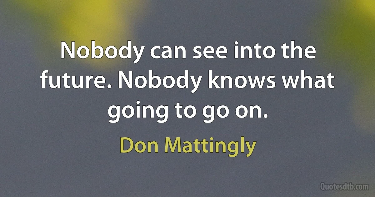 Nobody can see into the future. Nobody knows what going to go on. (Don Mattingly)