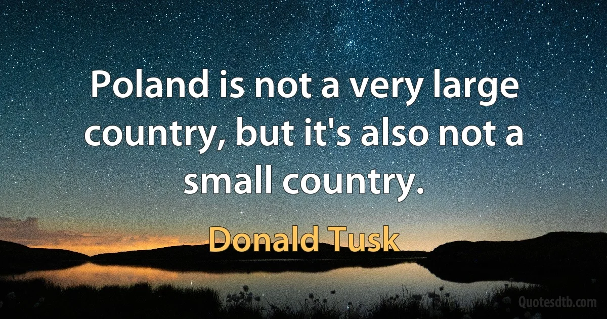 Poland is not a very large country, but it's also not a small country. (Donald Tusk)