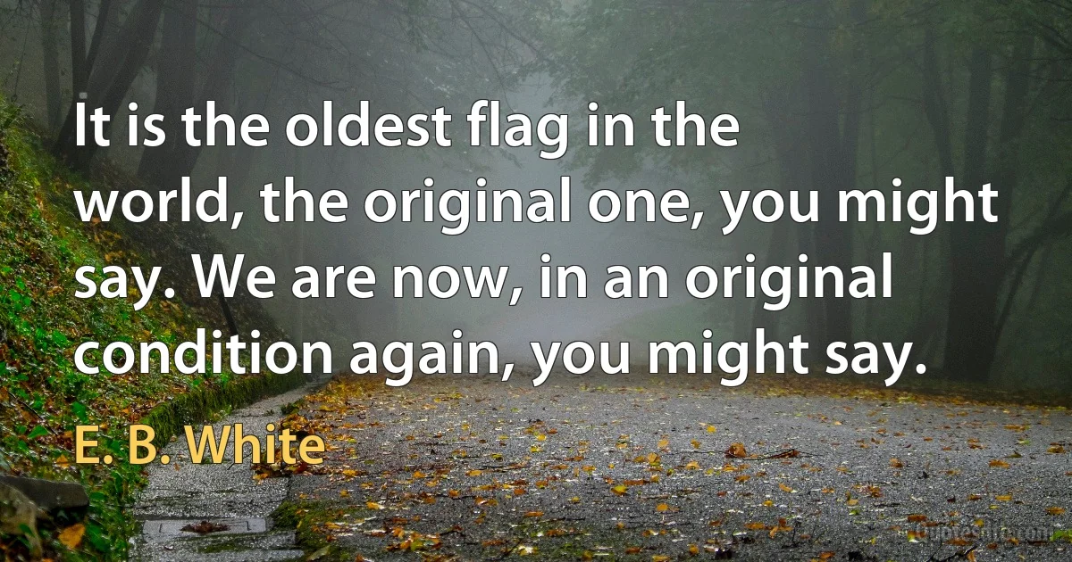 It is the oldest flag in the world, the original one, you might say. We are now, in an original condition again, you might say. (E. B. White)