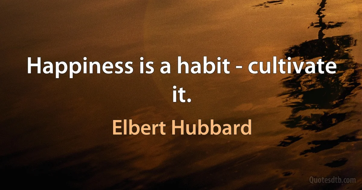 Happiness is a habit - cultivate it. (Elbert Hubbard)