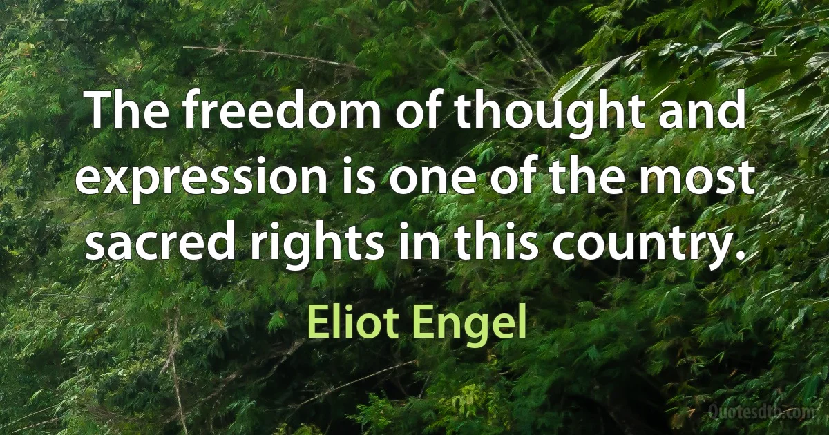 The freedom of thought and expression is one of the most sacred rights in this country. (Eliot Engel)