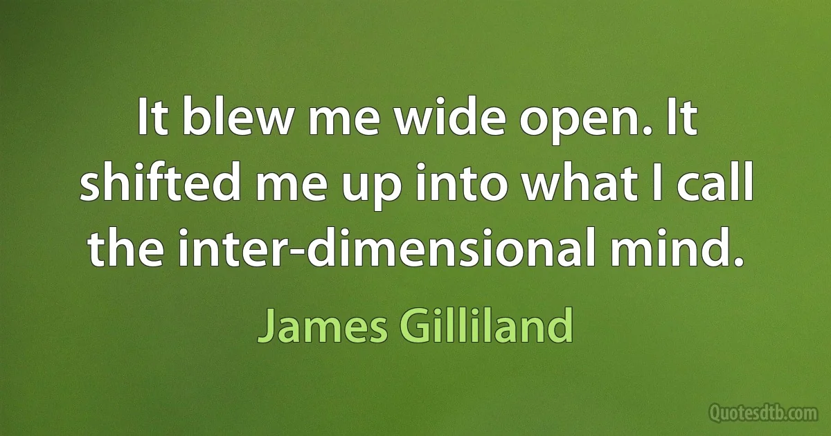 It blew me wide open. It shifted me up into what I call the inter-dimensional mind. (James Gilliland)