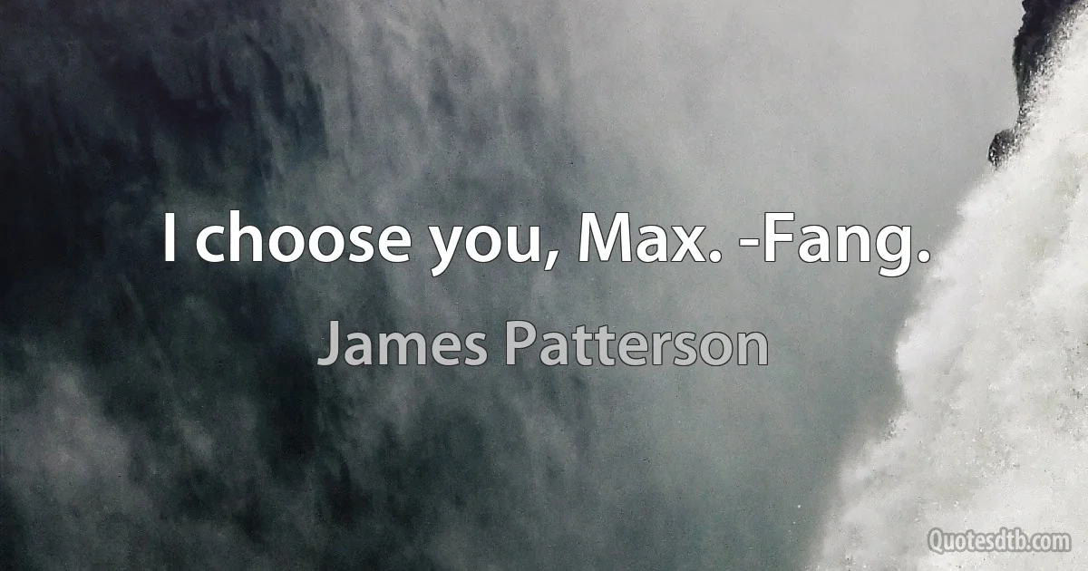 I choose you, Max. -Fang. (James Patterson)