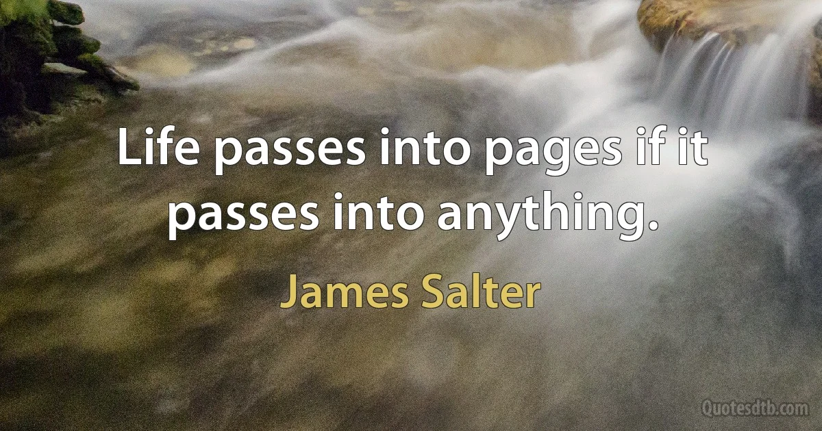 Life passes into pages if it passes into anything. (James Salter)