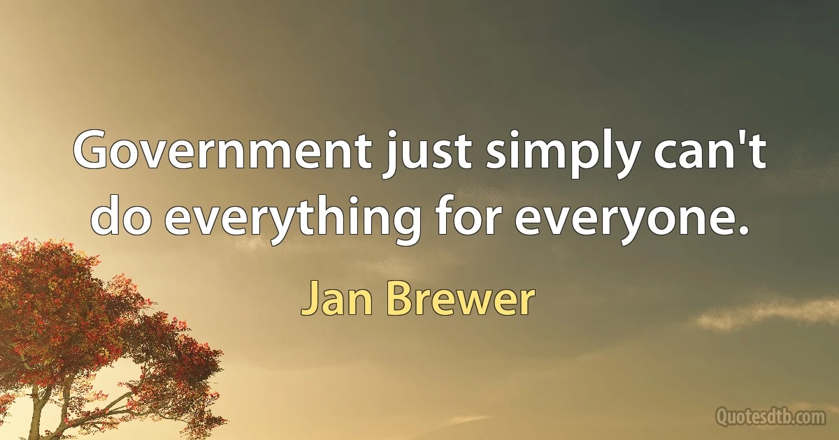 Government just simply can't do everything for everyone. (Jan Brewer)