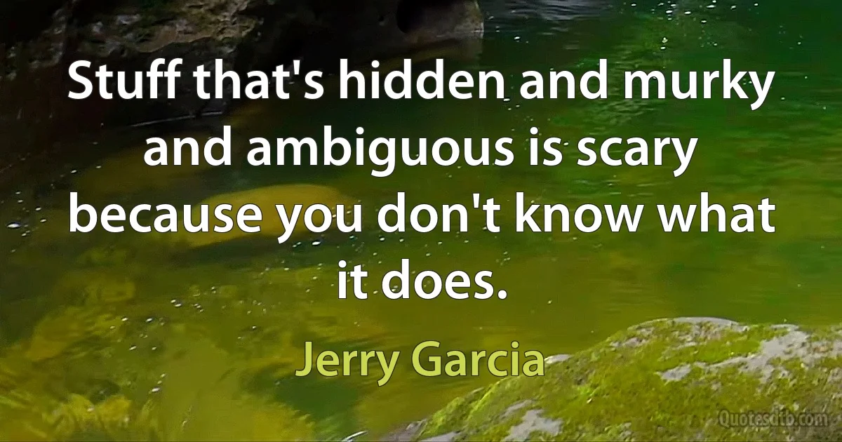 Stuff that's hidden and murky and ambiguous is scary because you don't know what it does. (Jerry Garcia)