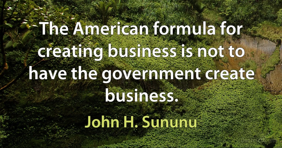 The American formula for creating business is not to have the government create business. (John H. Sununu)