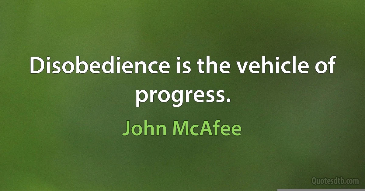 Disobedience is the vehicle of progress. (John McAfee)