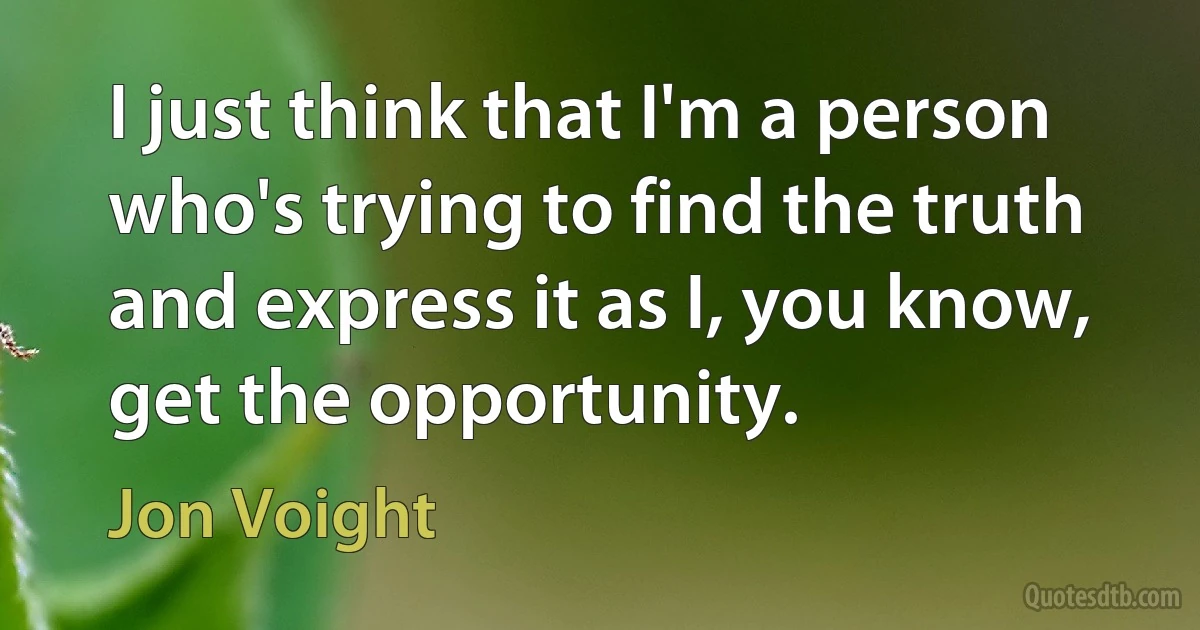 I just think that I'm a person who's trying to find the truth and express it as I, you know, get the opportunity. (Jon Voight)