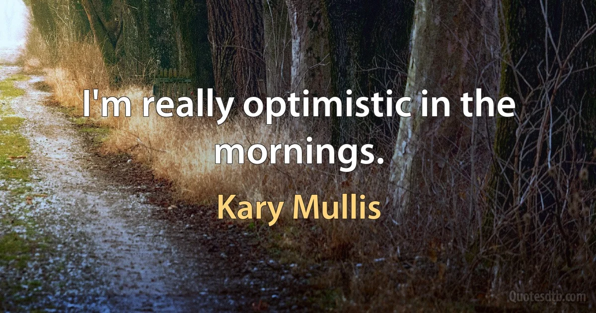 I'm really optimistic in the mornings. (Kary Mullis)