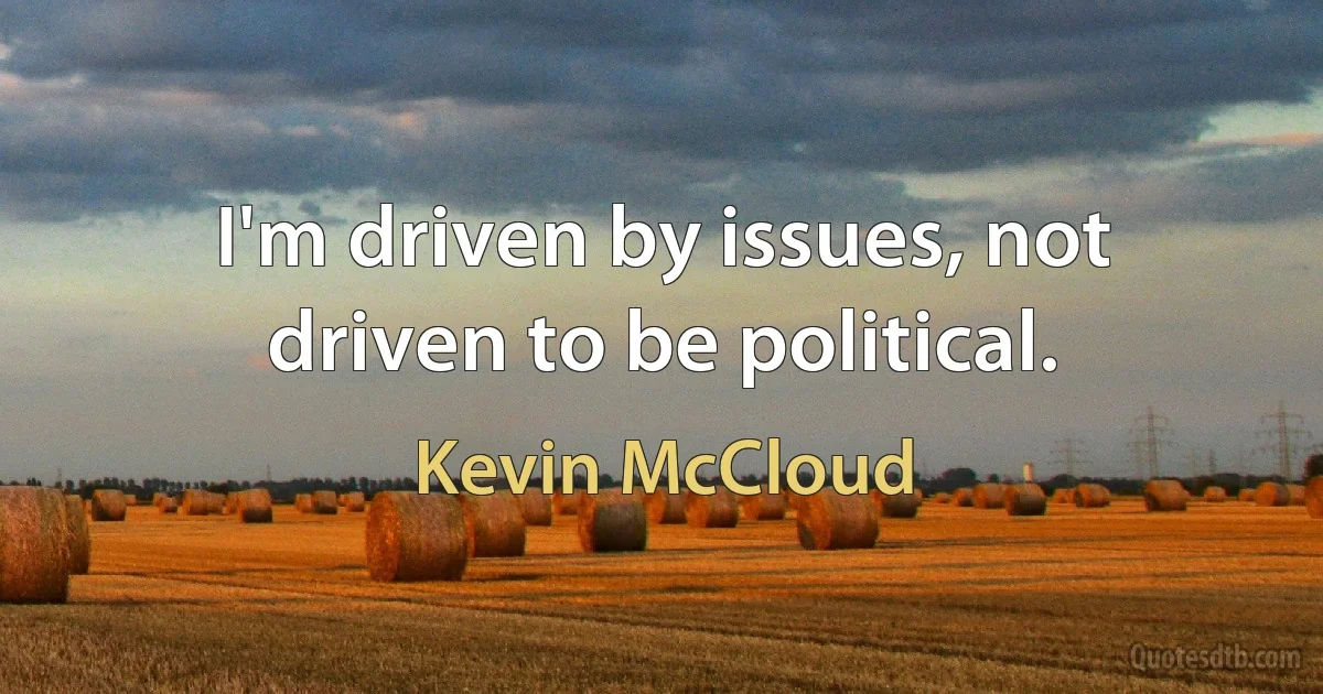 I'm driven by issues, not driven to be political. (Kevin McCloud)