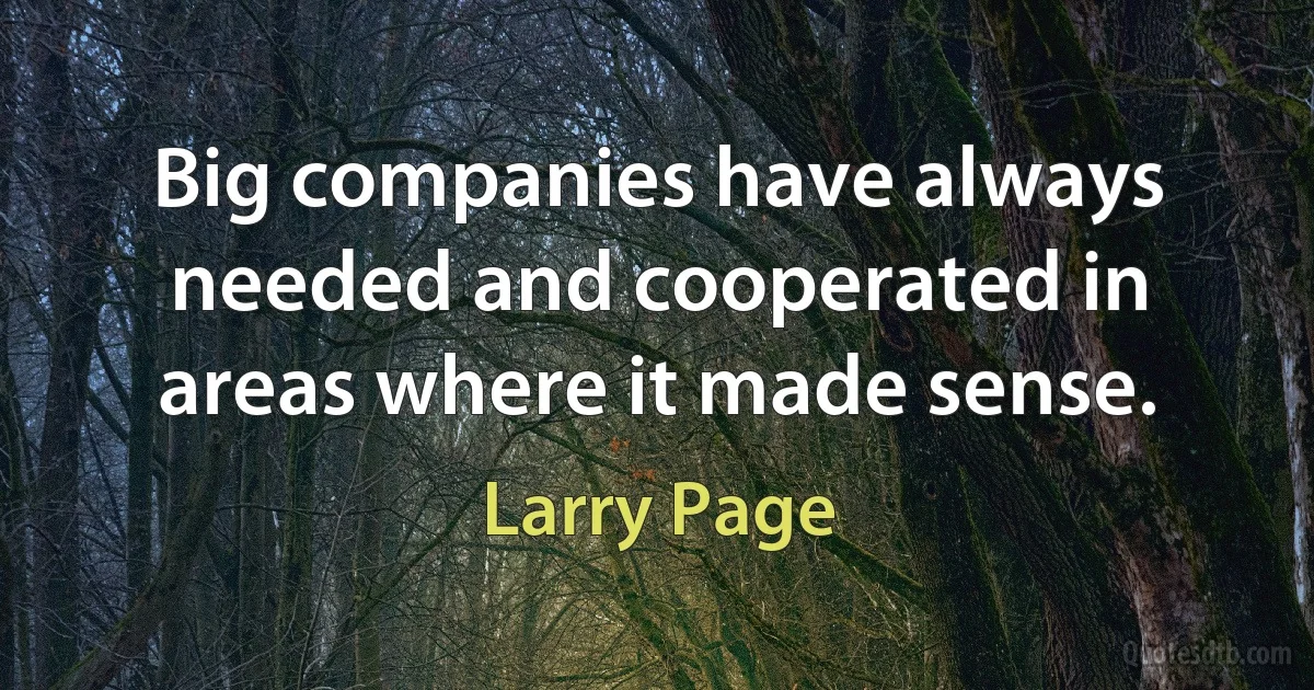 Big companies have always needed and cooperated in areas where it made sense. (Larry Page)