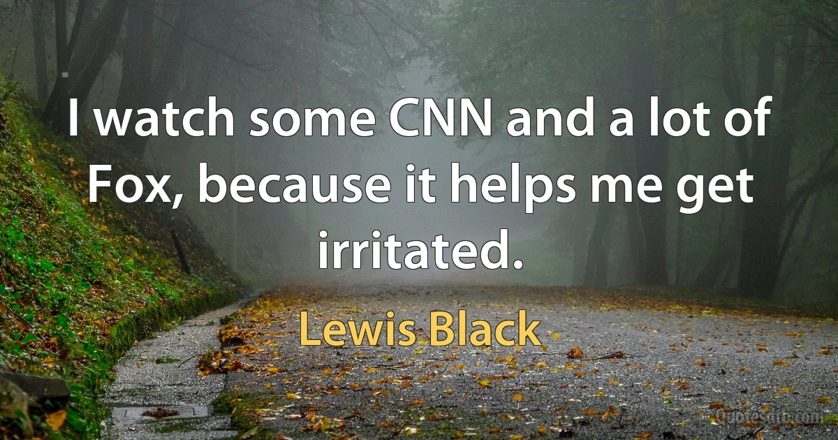 I watch some CNN and a lot of Fox, because it helps me get irritated. (Lewis Black)