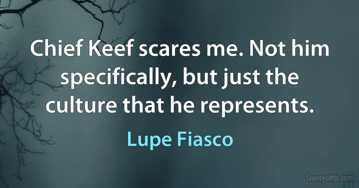 Chief Keef scares me. Not him specifically, but just the culture that he represents. (Lupe Fiasco)