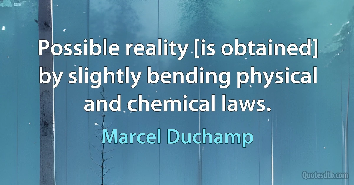 Possible reality [is obtained] by slightly bending physical and chemical laws. (Marcel Duchamp)