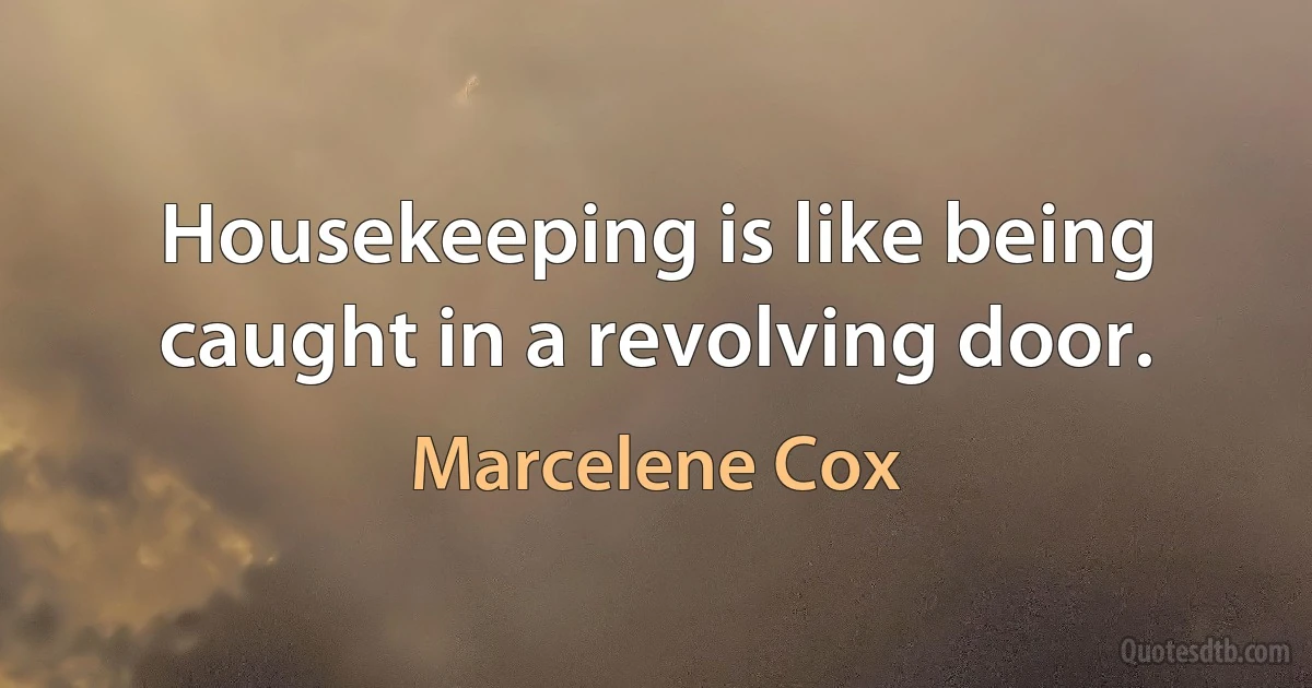 Housekeeping is like being caught in a revolving door. (Marcelene Cox)